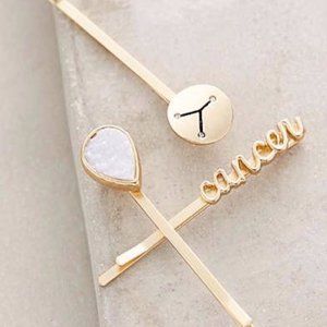 ANTHROPOLOGIE ZODIAC SIGNS BOBBY PINS CANCER - NWT